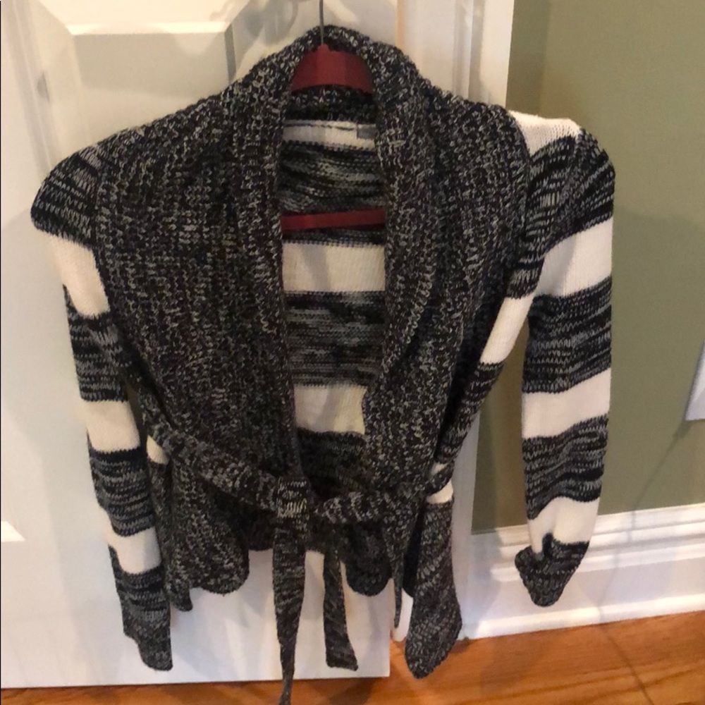 Black and white cardigan sweater